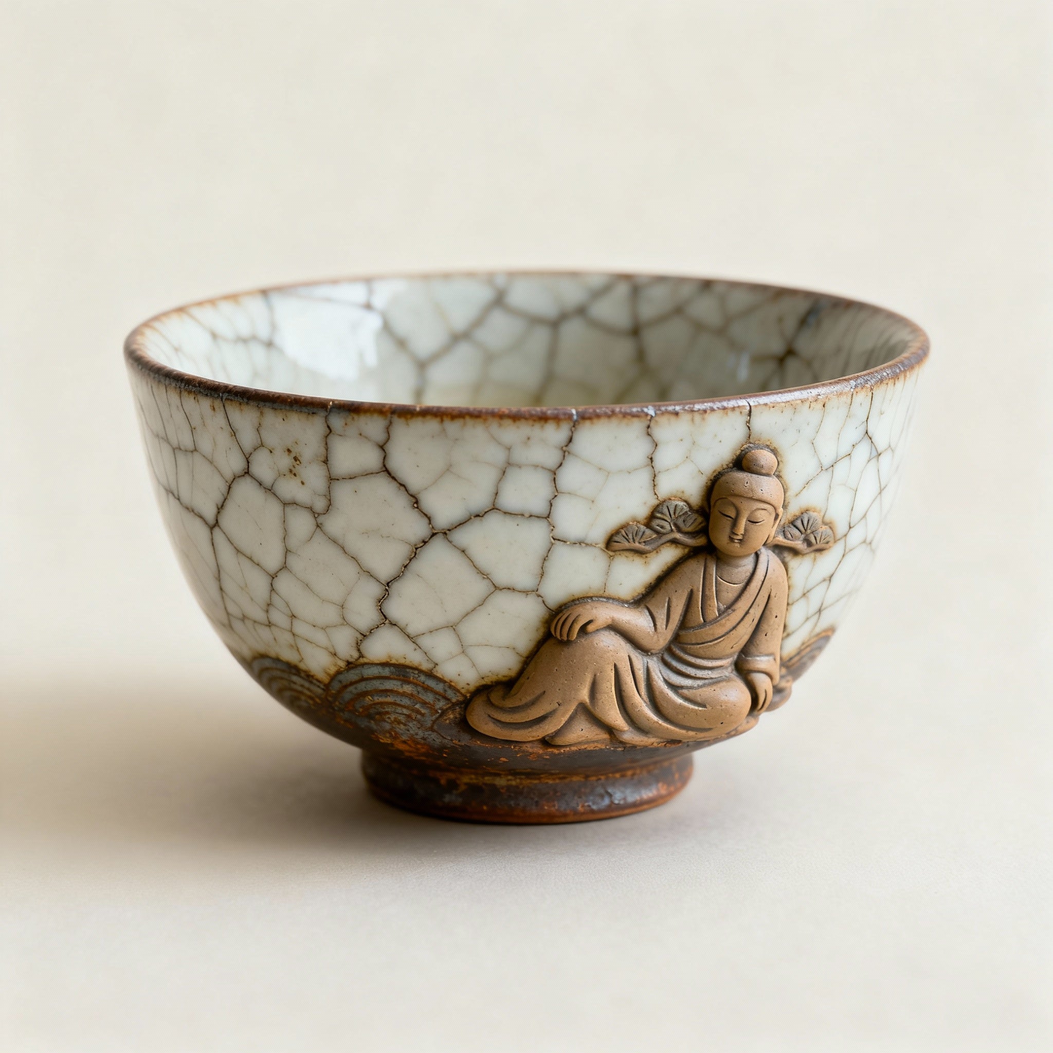 Japanese Raku Tea Bowl - Clay Sculpture