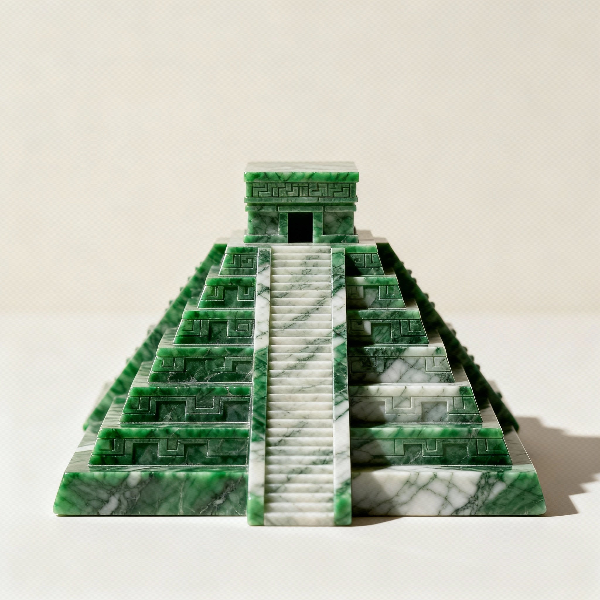 Serpentine Mayan Pyramid - Marble Sculpture