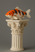 Ceramic Japanese Koi Fish Sculpture