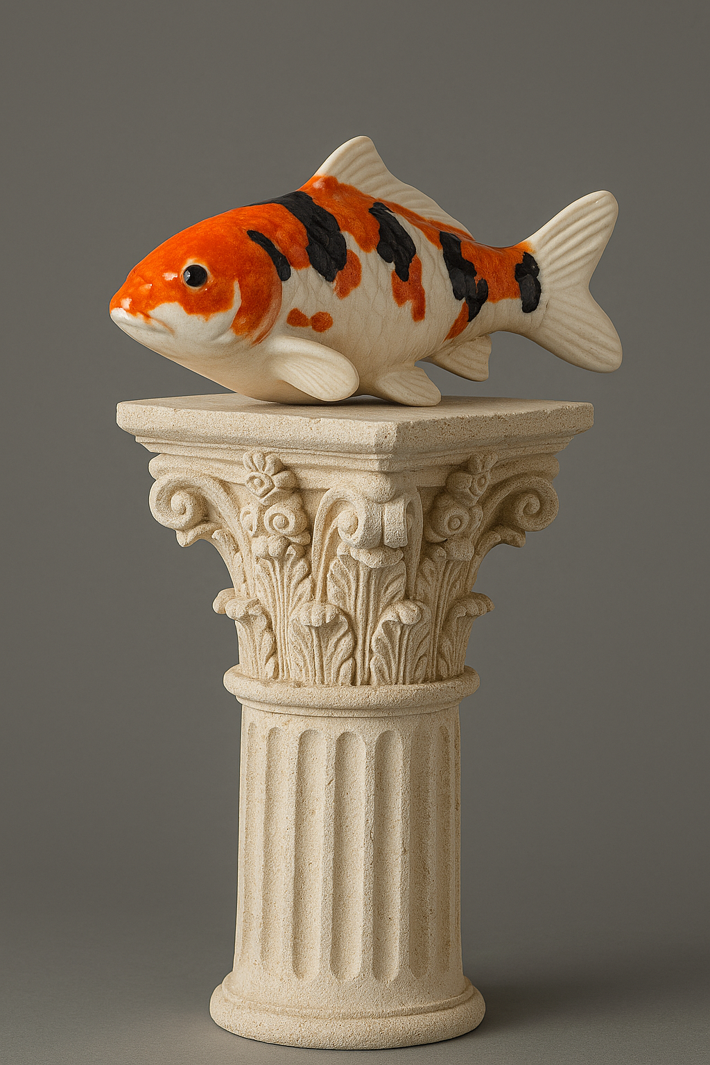 Ceramic Japanese Koi Fish Sculpture