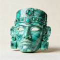 Turquoise Aztec Mask - Marble Sculpture